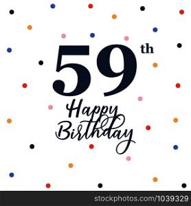 Happy 59th birthday, vector illustration greeting card with colorful confetti decorations