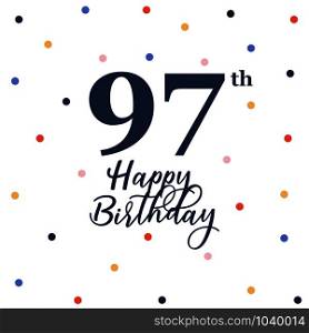 Happy 97th birthday, vector illustration greeting card with colorful confetti decorations