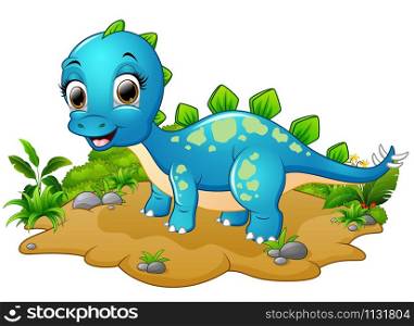 Happy a blue dinosaur cartoon