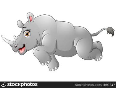 Happy a rhino cartoon running
