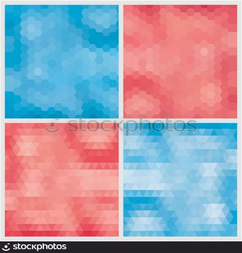 Happy abstract aquamarine and pink geometric backgrounds