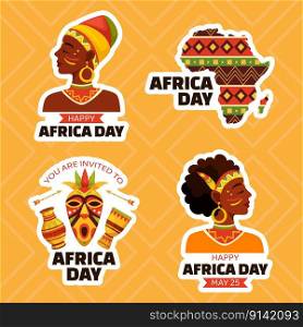 Happy Africa Day Label Flat Cartoon Hand Drawn Templates Background Illustration