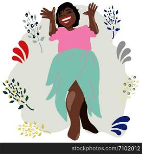 Happy african american woman smiling. Celebration, festive season. illustration.. Happy african american woman smiling.