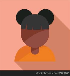 Happy african girl icon flat vector. Person work. Tribal imagine. Happy african girl icon flat vector. Person work