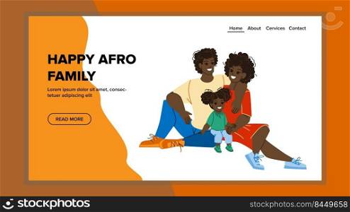 happy afro family vector. african american child, mother, smile people, love together happy afro family web flat cartoon illustration. happy afro family vector