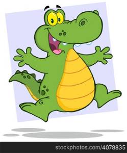 Happy Alligator Or Crocodile Jumping