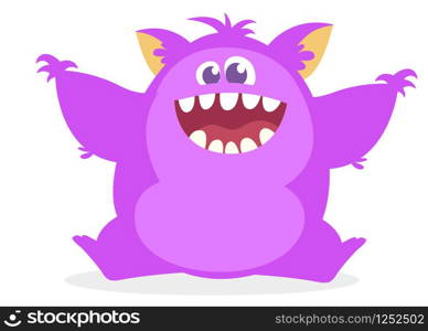 Happy and cute cartoon monster. Vector illustration for Halloween