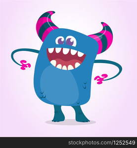 Happy and cute cartoon monster. Vector illustration for Halloween