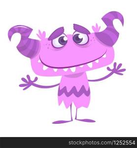 Happy and cute cartoon monster. Vector illustration for Halloween