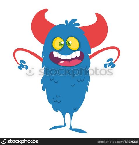 Happy and cute cartoon monster. Vector illustration for Halloween