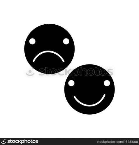 Happy and sad face icon. Customer rating. Outline silhouette shape. Flat design. Vector illustration. Stock image. EPS 10.. Happy and sad face icon. Customer rating. Outline silhouette shape. Flat design. Vector illustration. Stock image.