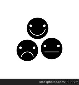 Happy and sad face icon. Dissatisfied emotion. Outline silhouette shape. Flat design. Vector illustration. Stock image. EPS 10.. Happy and sad face icon. Dissatisfied emotion. Outline silhouette shape. Flat design. Vector illustration. Stock image.
