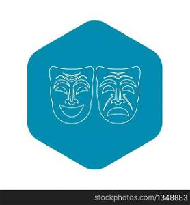 Happy and sad mask icon. Outline illustration of happy and sad mask vector icon for web. Happy and sad mask icon, outline style