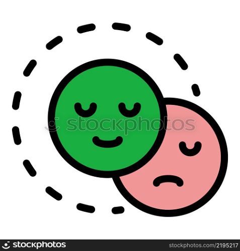 Happy and sad smile icon. Outline happy and sad smile vector icon color flat isolated. Happy and sad smile icon color outline vector