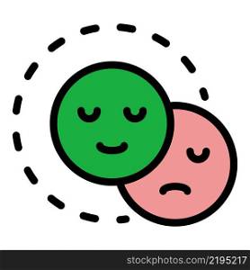 Happy and sad smile icon. Outline happy and sad smile vector icon color flat isolated. Happy and sad smile icon color outline vector