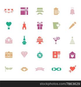 Happy anniversary flat color icons on white background, stock vector