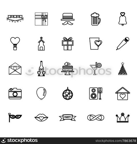 Happy anniversary line icons on white background, stock vector