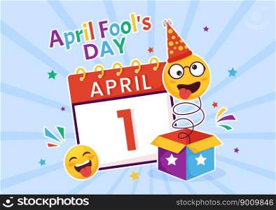 Happy April Fools’ Day Celebration Illustration wearing a Jester Hat and Surprise for Web Banner or Landing Page in Flat Cartoon Hand Drawn Templates