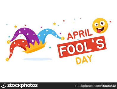 Happy April Fools’ Day Celebration Illustration wearing a Jester Hat and Surprise for Web Banner or Landing Page in Flat Cartoon Hand Drawn Templates