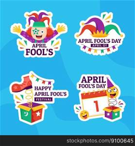Happy April Fools Day Label Flat Cartoon Hand Drawn Templates Background Illustration