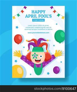 Happy April Fools Day Vertical Poster Cartoon Hand Drawn Templates Background Illustration
