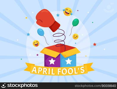 Happy April Fools&rsquo; Day Celebration Illustration wearing a Jester Hat and Surprise for Web Banner or Landing Page in Flat Cartoon Hand Drawn Templates