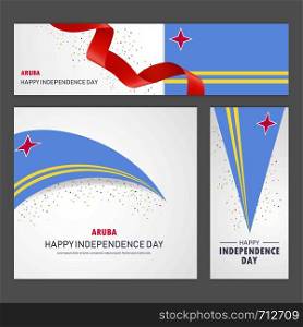 Happy Aruba independence day Banner and Background Set