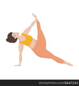 Happy asian of oversized woman in yoga position. Sport and body health positive concept. Love body. Attractive woman of large sizes an active healthy lifestyle