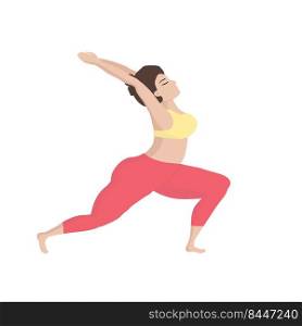Happy asian of oversized woman in yoga position -stretching. Sport and body health positive concept Love body. Attractive woman of large sizes an active healthy lifestyle