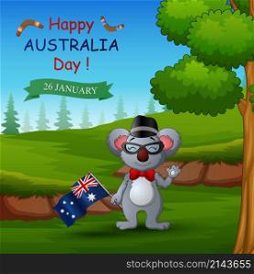 Happy Australia day with koala on the nature