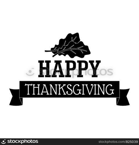 Happy autumn thanksgiving logo. Simple illustration of happy autumn thanksgiving vector logo for web design isolated on white background. Happy autumn thanksgiving logo, simple style