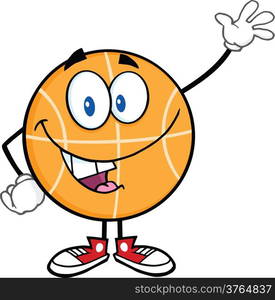 Happy Basketball Cartoon Character Waving