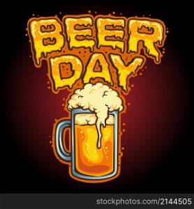 Happy Beer Day Glass Mascot Vector illustrations for your work Logo, mascot merchandise t-shirt, stickers and Label designs, poster, greeting cards advertising business company or brands.