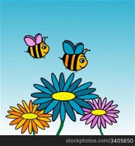 Happy bees cartoon