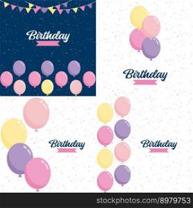 Happy Birthday announcement poster. flyer. and greeting card in a flat style