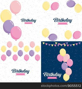 Happy Birthday announcement poster. flyer. and greeting card in a flat style