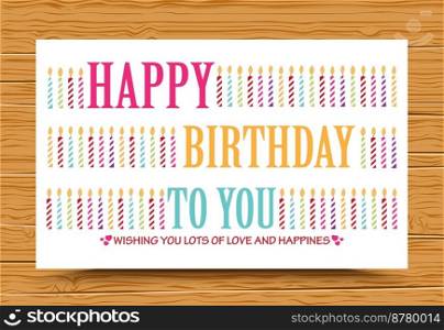 Happy birthday background with colorful candle 
