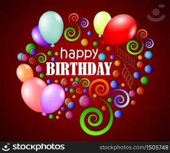 Happy birthday background with colorful glossy balls and color balloons.Vector