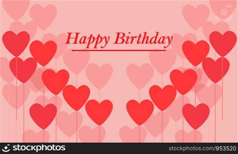 Happy birthday balloon heart shape sweet card greeting. design vector illustration