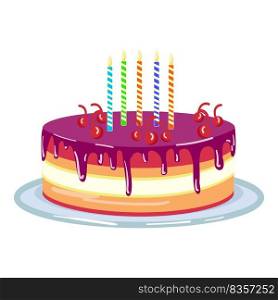 Happy birthday cake icon cartoon vector. Anniversary party. Cream food. Happy birthday cake icon cartoon vector. Anniversary party