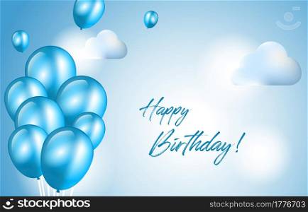 Happy Birthday Card Invitation Celebration Balloon Sky Cloud Background