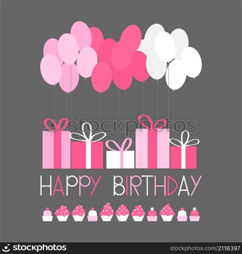 Happy Birthday card. Pink colors. Vector illustration. Happy Birthday card. Pink colors.