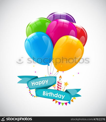 Happy Birthday Card Template with Balloons Vector Illustration EPS10. Happy Birthday Card Template with Balloons Vector Illustration