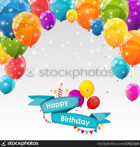 Happy Birthday Card Template with Balloons Vector Illustration EPS10. Happy Birthday Card Template with Balloons Vector Illustration