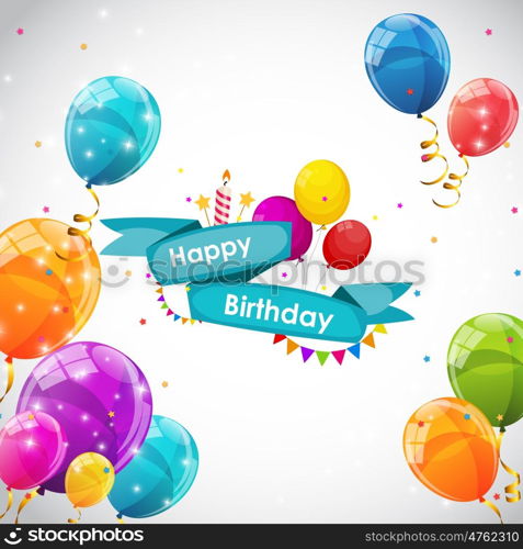 Happy Birthday Card Template with Balloons Vector Illustration EPS10. Happy Birthday Card Template with Balloons Vector Illustration