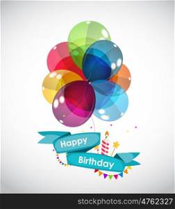 Happy Birthday Card Template with Balloons Vector Illustration EPS10