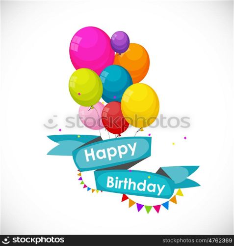 Happy Birthday Card Template with Balloons Vector Illustration EPS10. Happy Birthday Card Template with Balloons Vector Illustration
