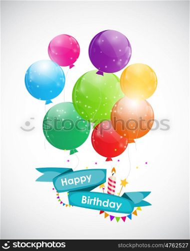 Happy Birthday Card Template with Balloons Vector Illustration EPS10