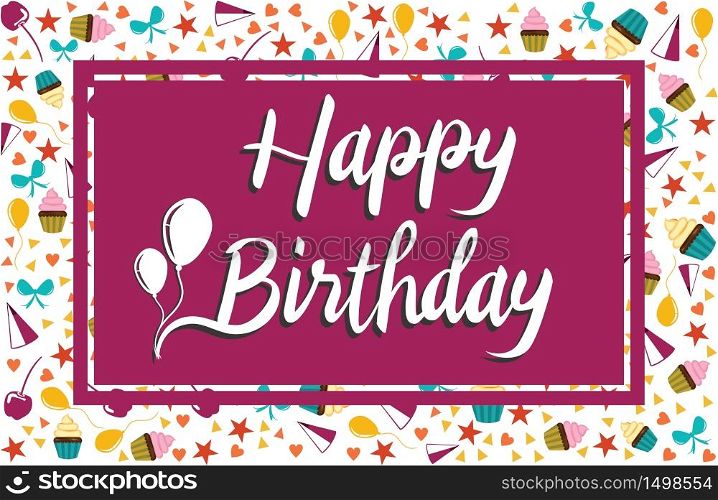 Happy Birthday Celebration Greeting Card Illustration Design