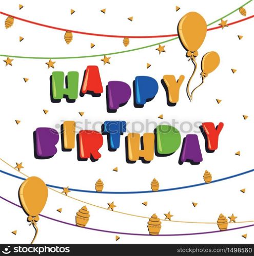 Happy Birthday Celebration Greeting Card Illustration Design